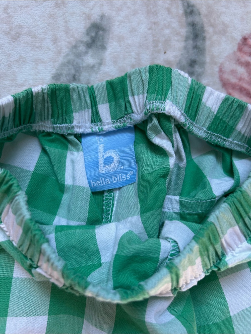 Bella Bliss 3T Green Gingham Elastic-Waist Kids Shorts - Picture 4 of 4